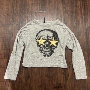 Revelation Gray Skull Long Sleeve Shirt girls S